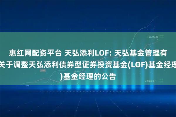 惠红网配资平台 天弘添利LOF: 天弘基金管理有限公司关于调整天弘添利债券型证券投资基金(LOF)基金经理的公告