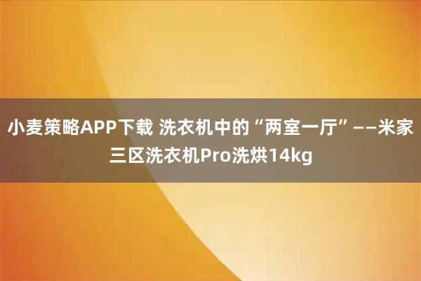 小麦策略APP下载 洗衣机中的“两室一厅”——米家三区洗衣机Pro洗烘14kg